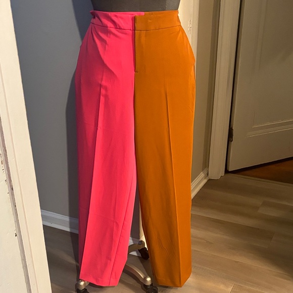 Eloquii Pants - Eloquii Pink & BrownTwo-Tone Wide-Leg Pants